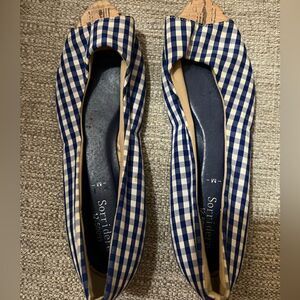 Sorridere size M blue and white checked peep toe ahoes